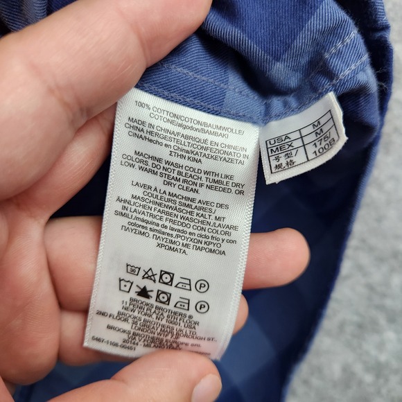 Brooks Brothers 1818 Regent Fit Shirt Men M Blue Buffalo Check Plaid Button Down - Picture 4 of 7